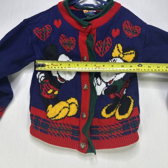 VINTAGE Mickey & Minnie Mouse Walt Disney Knit Cardigan Sweater Kids Size 6x USA - Picture 5 of 7
